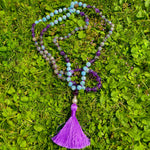 Labradorite, amethyst, & aquamarine 108 bead mala