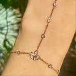 Diamond lotus hand bracelet