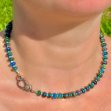 Opal, turquoise & diamond necklace