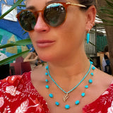 Diamond leaf & turquoise necklace