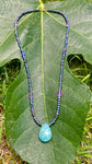 Amazonite, amethyst, tanzanite, black pearl necklace