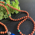 Jade & Navajo silver Rudraksha 108 bead mala