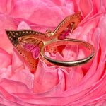 Watermelon tourmaline & diamond butterfly ring