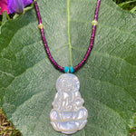 Garnet, opal & turquoise Buddha necklace