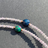 Opal, amethyst, citrine, & malachite tassel necklace