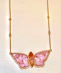 Tourmaline & diamond butterfly necklace