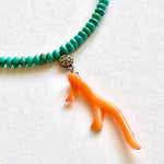 Turquoise, coral & diamond necklace