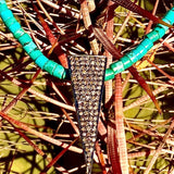 Diamond arrow necklace on Kingman turquoise