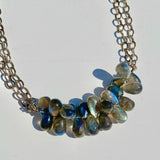 Labradorite double chain silver necklace