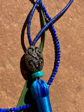 Diamond, lapis, moonstone & turquoise tassel necklace