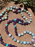 Amazonite, kunzite, turquoise & amethyst 108 bead mala