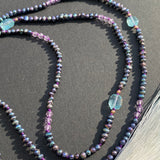 Pearl, apatite & amethyst tassel necklace