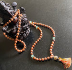 Rosewood, agate & jade 108 bead mala