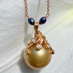 Golden south sea pearl & diamond necklace