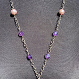 Amethyst, diamond, pearl, & topaz tassel necklace