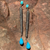 Turquoise & diamond exclamation earrings