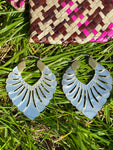 Balinese carved shell fan earrings