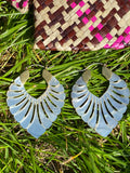 Balinese carved shell fan earrings