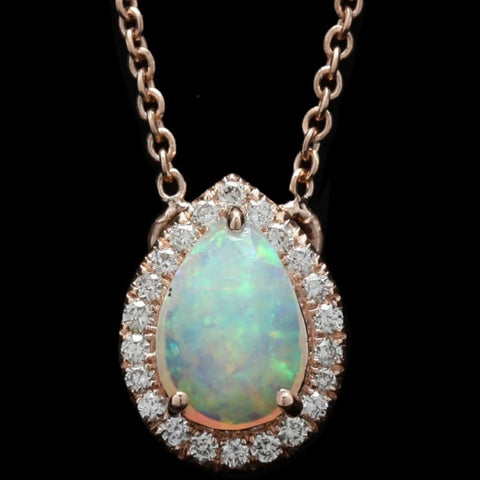 Opal & diamond necklace