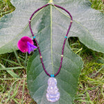 Garnet, opal & turquoise Buddha necklace