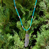 Turquoise feather necklace