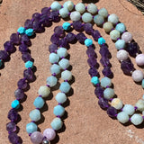 Amazonite, kunzite, turquoise & amethyst 108 bead mala