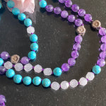 Turquoise, rose quartz & amethyst 108 bead mala