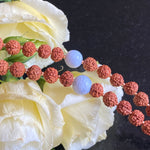 Blue lace agate & rudraksha 108 bead mala