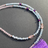 Aquamarine, amethyst & rose quartz tassel necklace