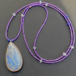 Moonstone, amethyst, & tanzanite necklace