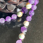 Aventurine, amethyst & peacock shell 108 bead mala