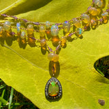 Layered opal, diamond & amethyst necklace