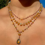 Layered opal, diamond & amethyst necklace