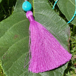 Turquoise & amethyst tassel necklace