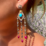 Antique diamond, sapphire, ruby & turquoise earrings