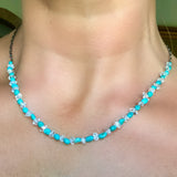 Turquoise & herkimer diamond necklace