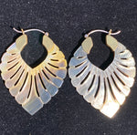 Balinese carved shell fan earrings