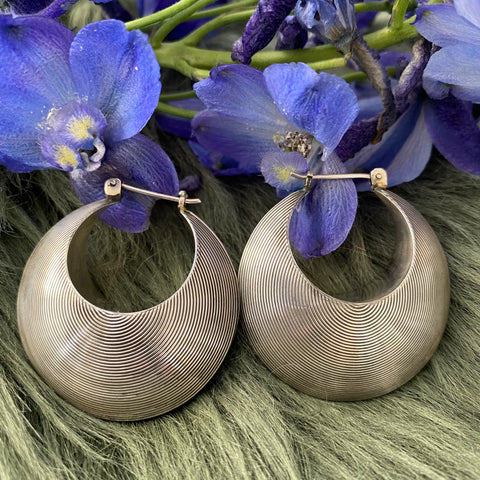 Balinese silver XL puffy hoops