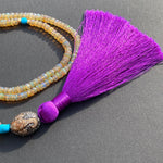 Diamond Ganesha, opal & turquoise tassel necklace