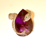 Amethyst & diamond snake ring