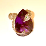 Amethyst & diamond snake ring