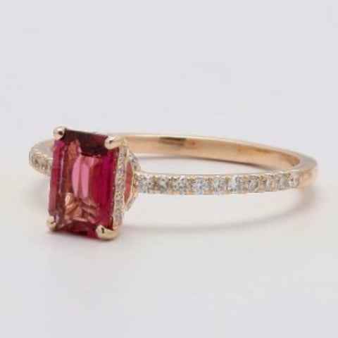 Pink tourmaline & diamond ring