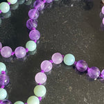 Aventurine, amethyst & peacock shell 108 bead mala