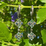 Diamond, sapphire & topaz earrings