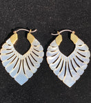 Balinese carved shell fan earrings