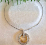 Vintage yellow & white diamond pendant necklace