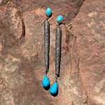 Turquoise & diamond exclamation earrings