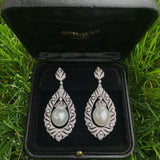 Estate diamond & pearl earrings