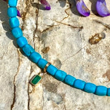 Turquoise, emerald & diamond necklace