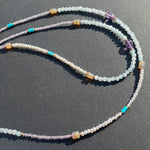 Apatite, opal, amethyst & turquoise tassel necklace